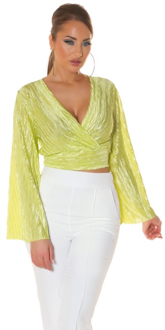 cropped Blouse wraped Look Green
